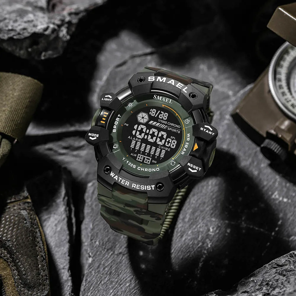 SMAEL Military Digital Watch LED Sports Wristwatches 50m
