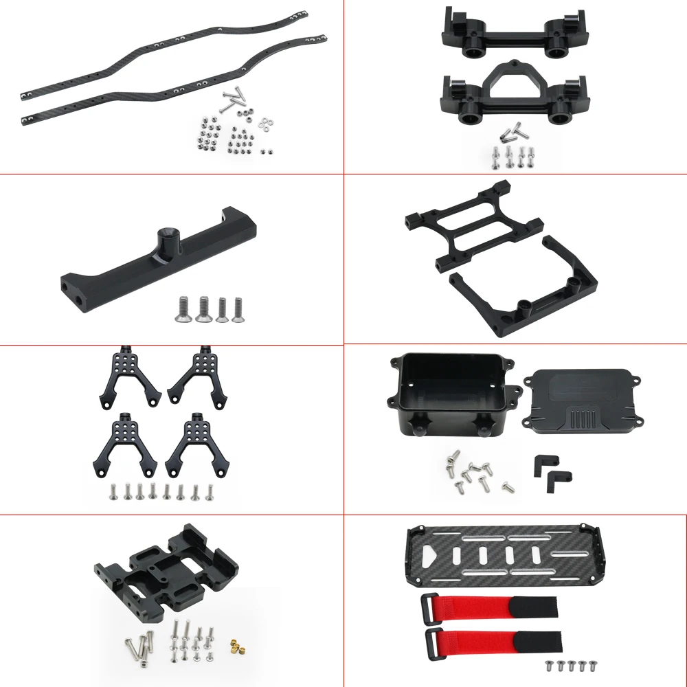 S2b56f1ccdd7644d89742d032e49a8bbbh 1/10 RC 크롤러 카본 파이버 거더 4MM CNC 금속 자동차 섀시 프레임 바디 키트 부품 (Axial SCX10 II Rock Off Road 트럭용)
