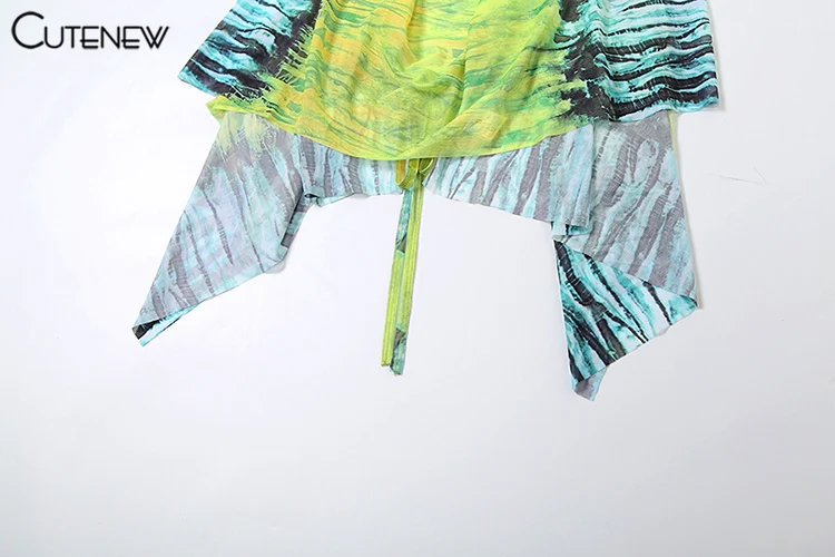 Chic Sexy Women Tops New Stunning Tie Dye Bandage Swinging Neck Ribbons Backless Vest Female Hipster Y2K Club Attirewear