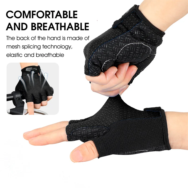 WEST BIKING MTB Road Bike Gloves Half Finger Anti Slip Cycling Gloves Motorcycle Men Sport Fitness Bicycle Fingerless Gloves 2