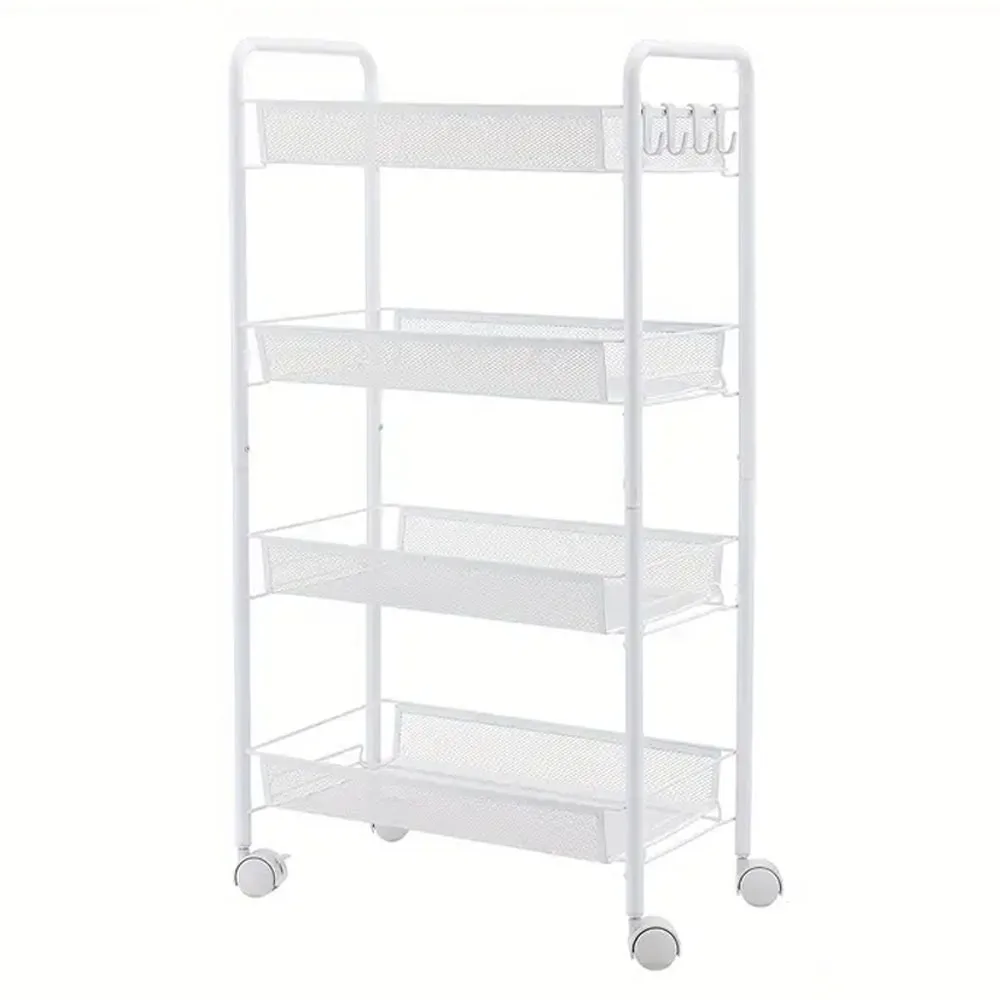 Versatile Rolling Storage Cart with Mesh Shelves