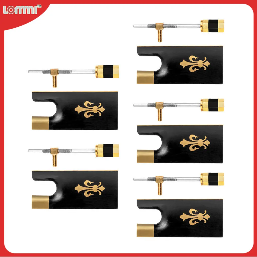 

LOMMI 5PCS Ebony Violin Bow Frog For 4/4 Violin Designed Fiddle Violins Bow Parts Replacement Screws Eyelets String Accessories