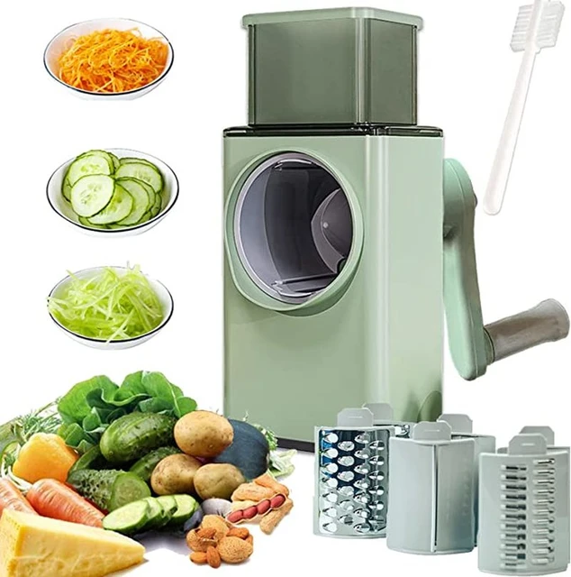  Geedel Rotary Cheese Grater, Kitchen Mandoline Vegetable Slicer  with 3 Interchangeable Blades, Easy to Clean Rotary Grater Slicer for  Fruit, Vegetables, Nuts: Home & Kitchen