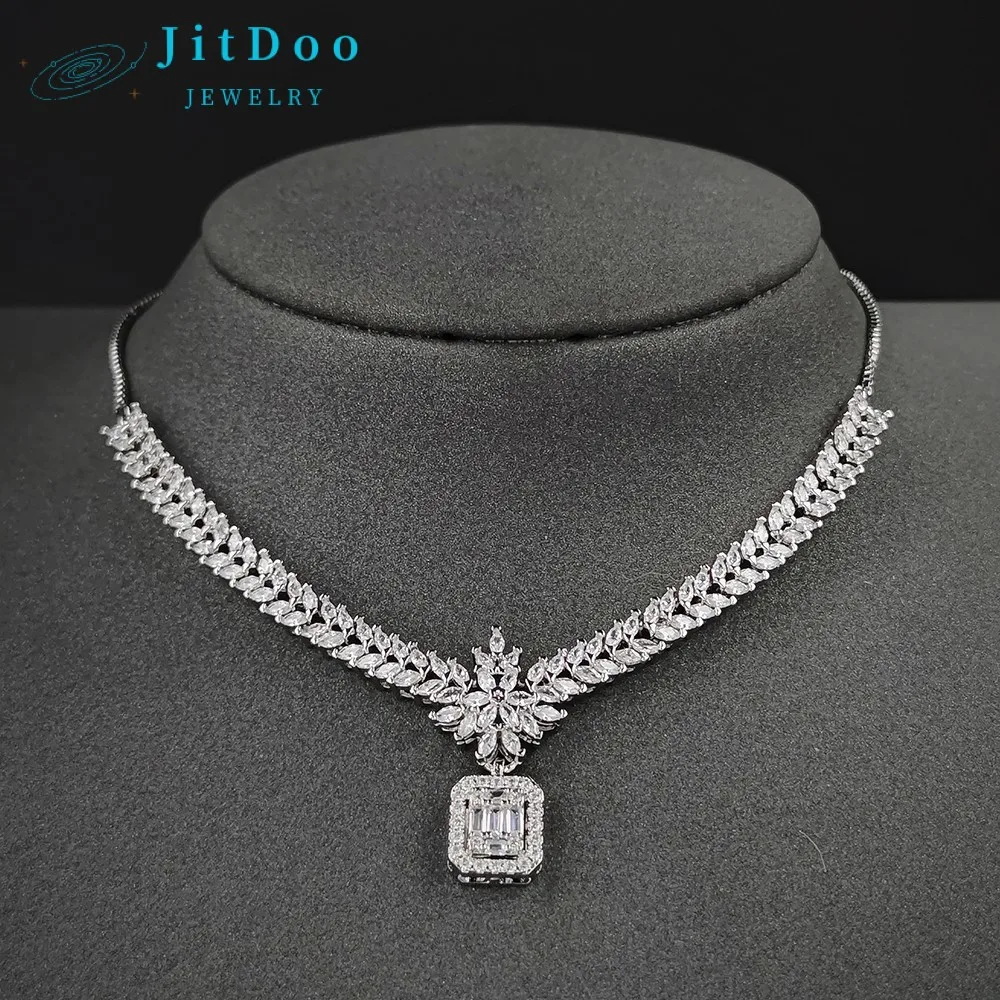 

Новинка, модное прямоугольное серебряное ожерелье JitDoo для невесты, подвеска принцессы, аксессуары для свадьбы, бесплатная доставка