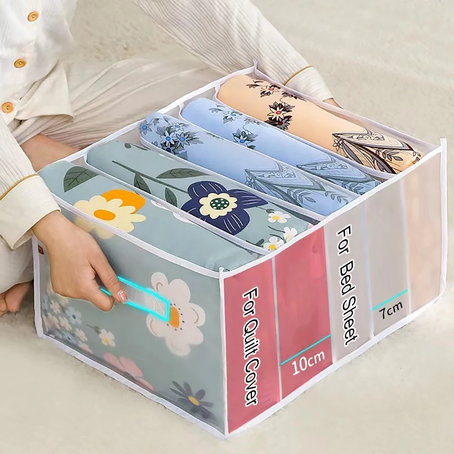 1pc Five-grid Mesh Storage Box Large-capacity Clothes And Quilt Cover Home Wardrobe Organization Storage Box 2