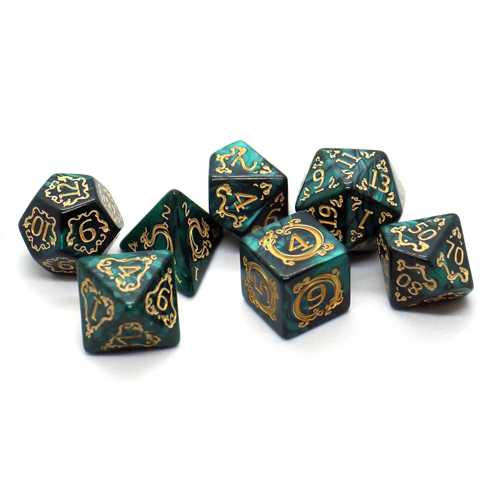 Exquisite Dragon Pattern 7-Piece DND Dice Set - Perfect Gift