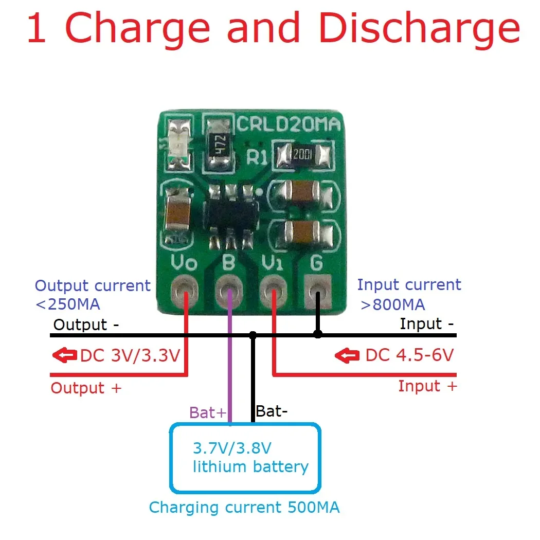 

Mini 2 In 1 3.7V 3.8V Li-Ion Li-Polymer Battery Charger 4.2V To 3.3V 3V Ldo Buck Dc Dc Converter Module For arduino Board Module