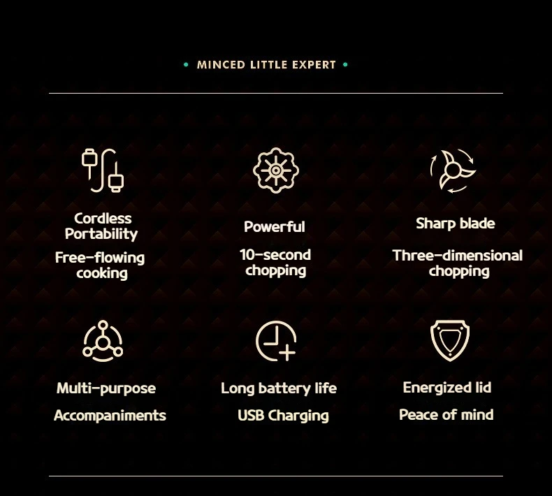 Mini Electric Garlic Chopper 250ML, USB Charging Ginger and Vegetable Cutter, Food Processor Kitchen Tool for Quick Chopping