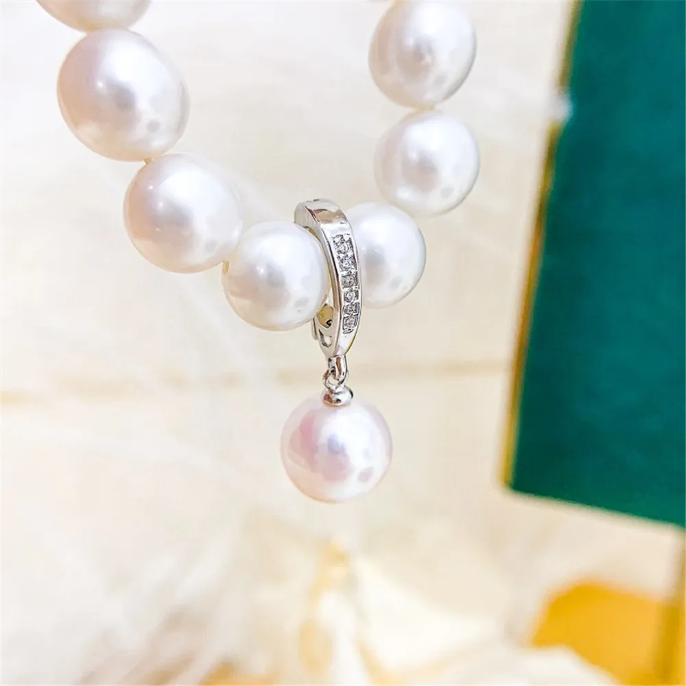 

DIY Pearl Accessories S925 Sterling Silver Pendant with Empty Bracelet Button Style Gold Silver Fit 8-12mm Circle D309