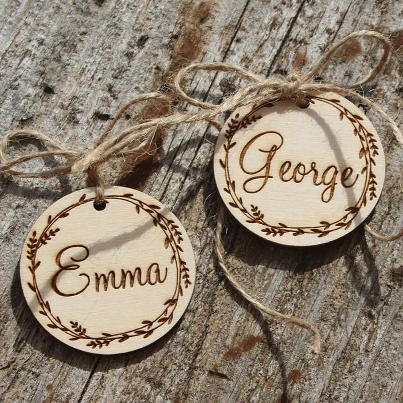 Personalized Wedding Wooden Wood Name Tags Wedding Decoration Dining Table Arrangement Plan Unique Party Gift Tab