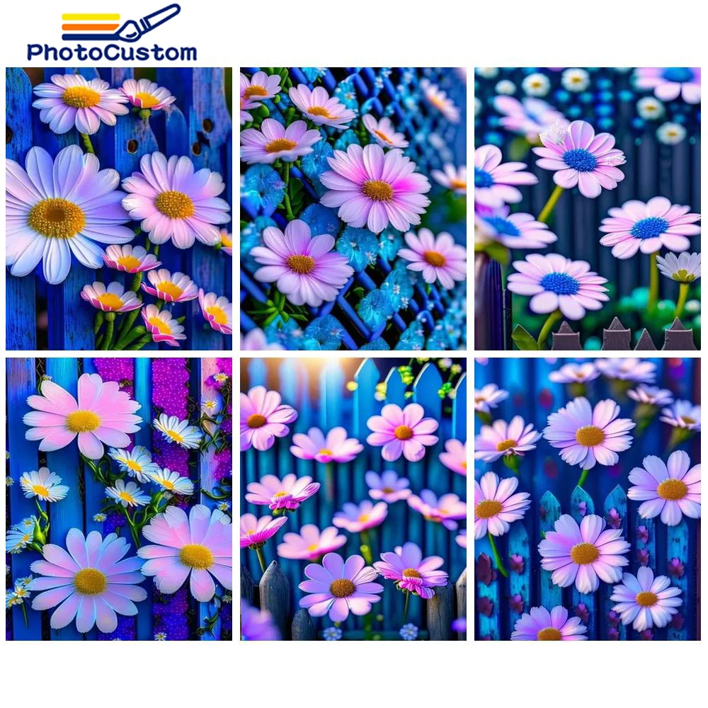 

PhotoCustom Painting By Number Floral DIY Kit On Canvas Handmade Acrylic Coloring Painting By Number Interior Decoration New