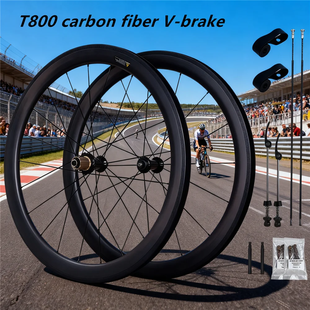 RUJIXU DTX5 700c V Brake Carbon Fiber Wheels Road Bicycle Wheelset