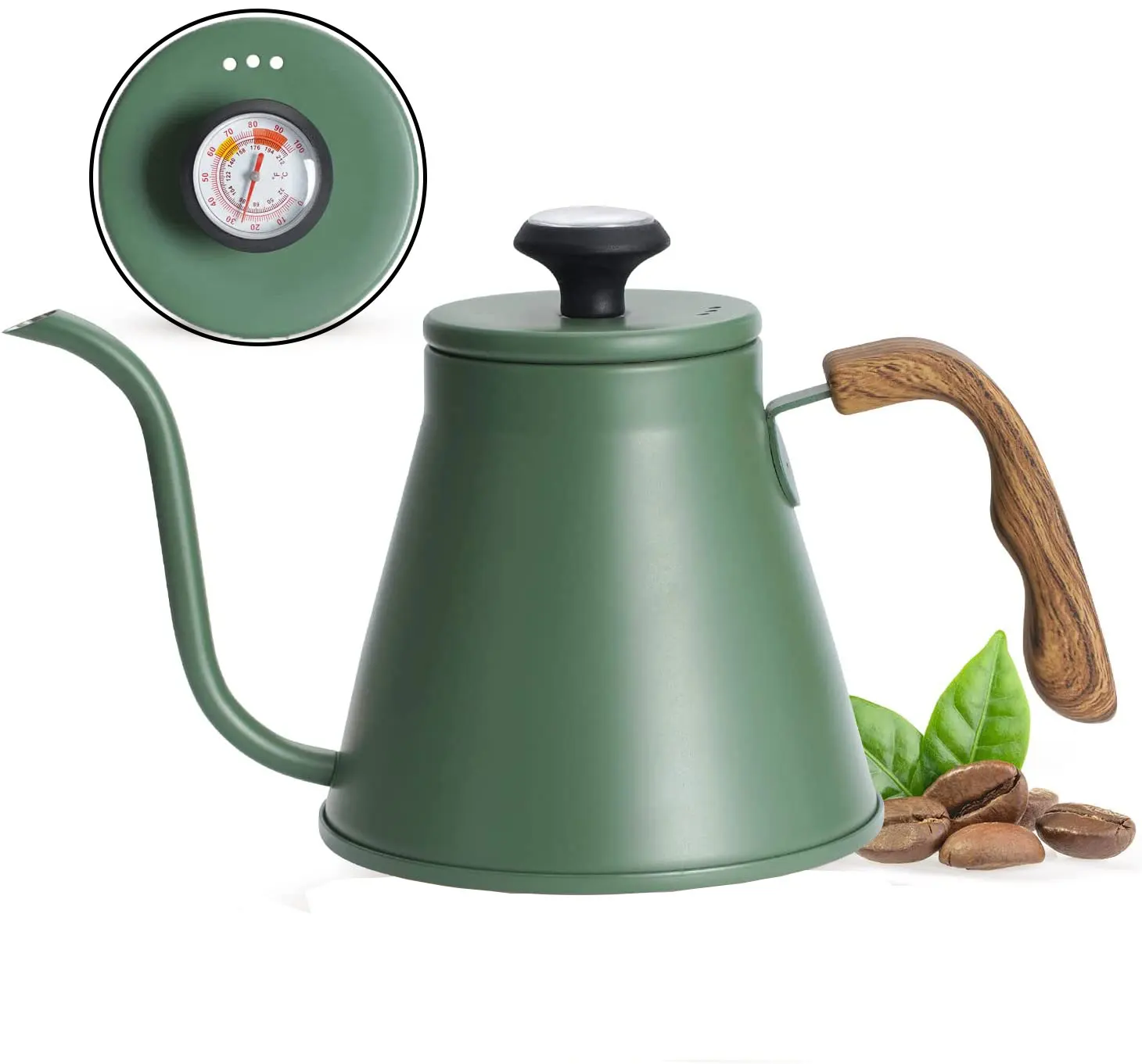 

42oz Pour Over Kettle Stove Top,Gooseneck Kettle, Coffee kettle with Exact Thermometer， Anti-Hot Handle, for Drip Coffee & Tea