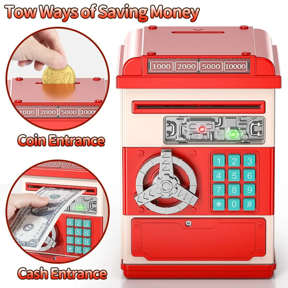 Large Electronic Money Coin Banks with Password Protection, Automatic Paper Money Scroll Saving Box, Great Gift for Kids Age 3+ 2