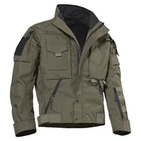 EU Size 4.0 Motorcycle Tactical Cargo Jacket Men Outdoor Waterproof Hard Hiking Jacket Multi-pocket Windbreaker Coat Plus Size 2