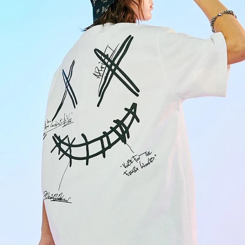 thumbnail image 1 of Camiseta holgada de algodón de manga corta para hombre, ropa de calle Harajuku con estampado de dibujos animados, Hip Hop, talla grande 5XL, 1 of 5