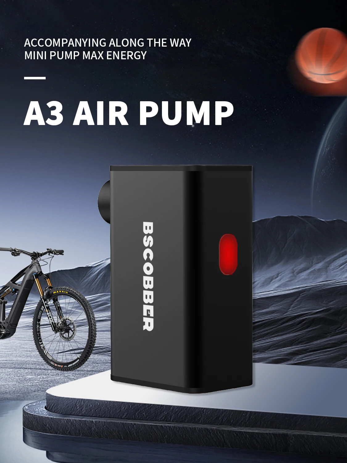 Bike Accessories Electric Portable Air Pump Tyre Inflator Emergency Lamp 100PSI