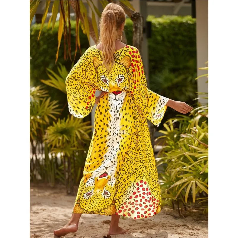Beach Dress Cardigan Kimono Sexy Bikini Blouse Printed Loose Long Sleeve Sunscreen Fashion Casual Women's Clothes 2023 Summer