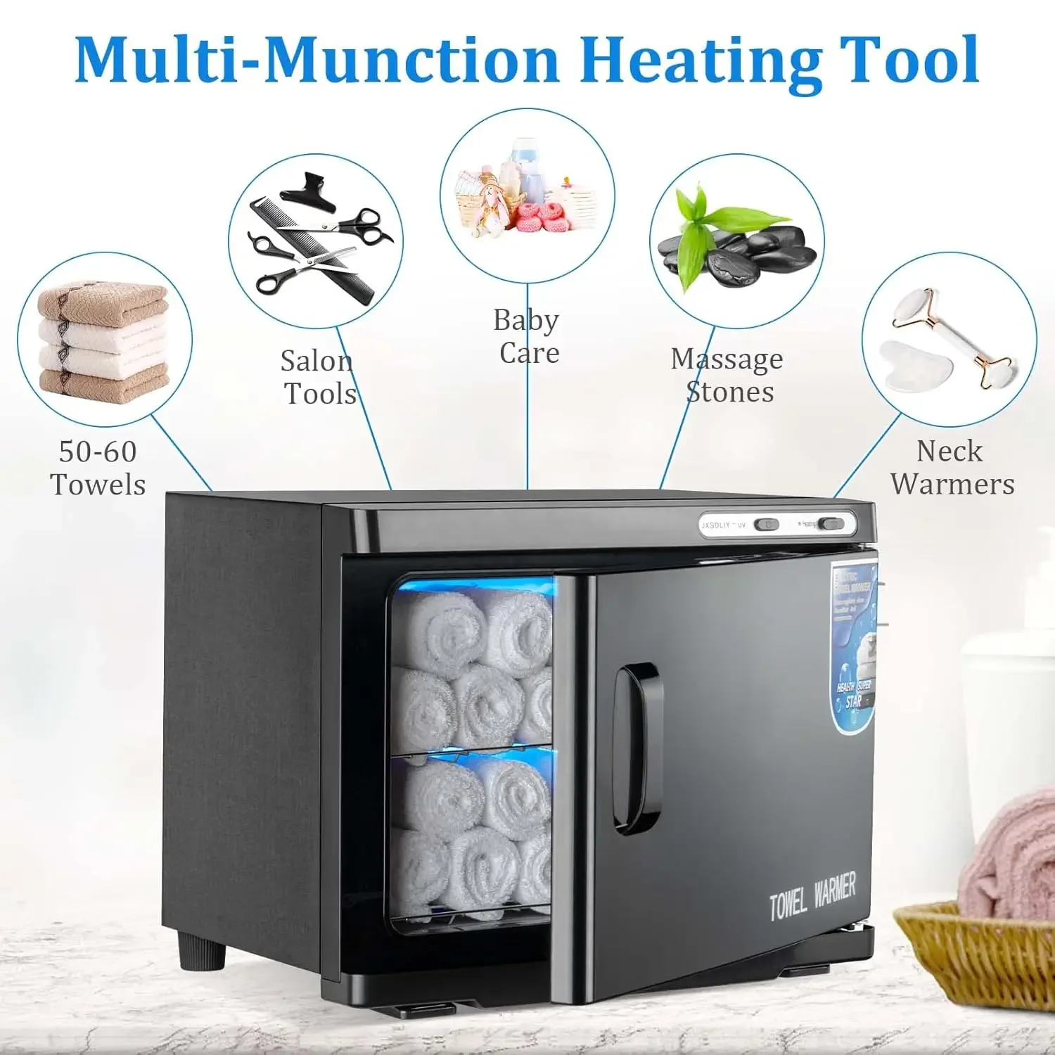 Warmer Cabinet with LED Light - JXSDLIY 23L Large Capacity Towel Cabinet for Bathroom 2-in-1 Professional Hot Towel Wa 3