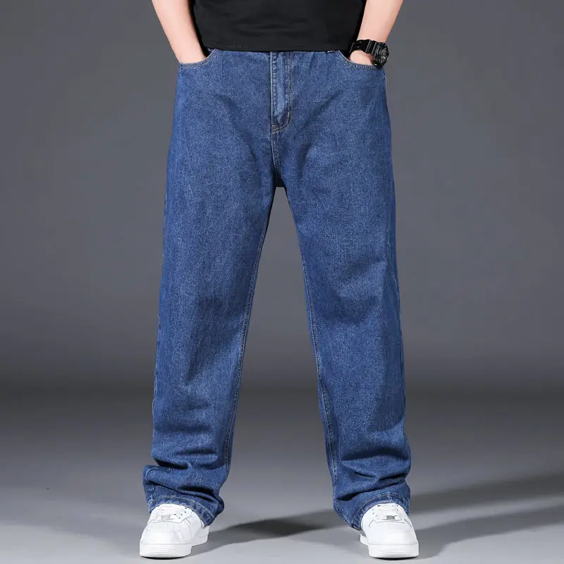 Cargo Jeans 10XL Oversize Jeans Men Dark Blue Loose Wide Jeans Man Soft Cargo Pants Plus Size Streetwear Fashion Jean Baggy Clothes Trousers