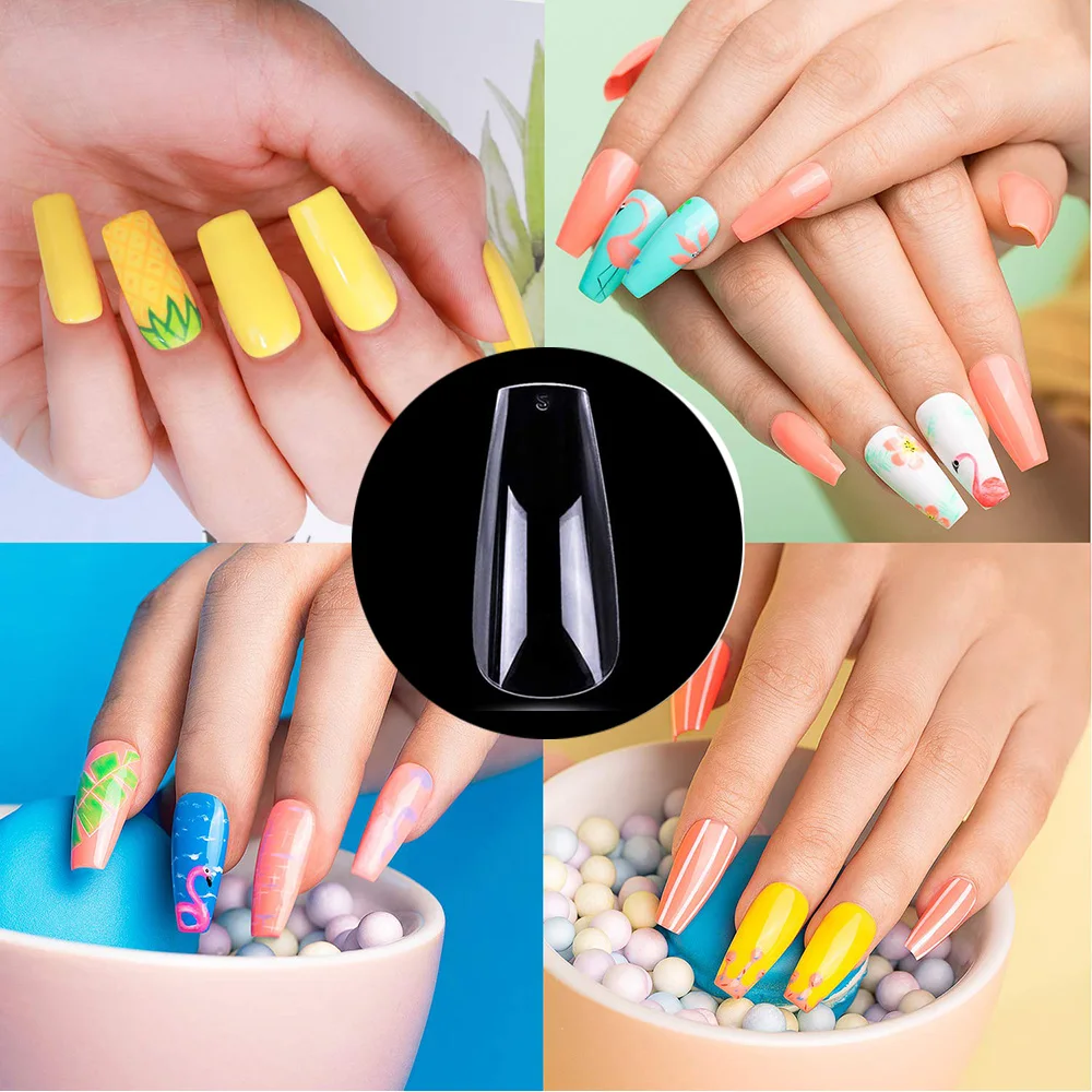 Clear Coffin Press-On Nails - 120pcs/Bag