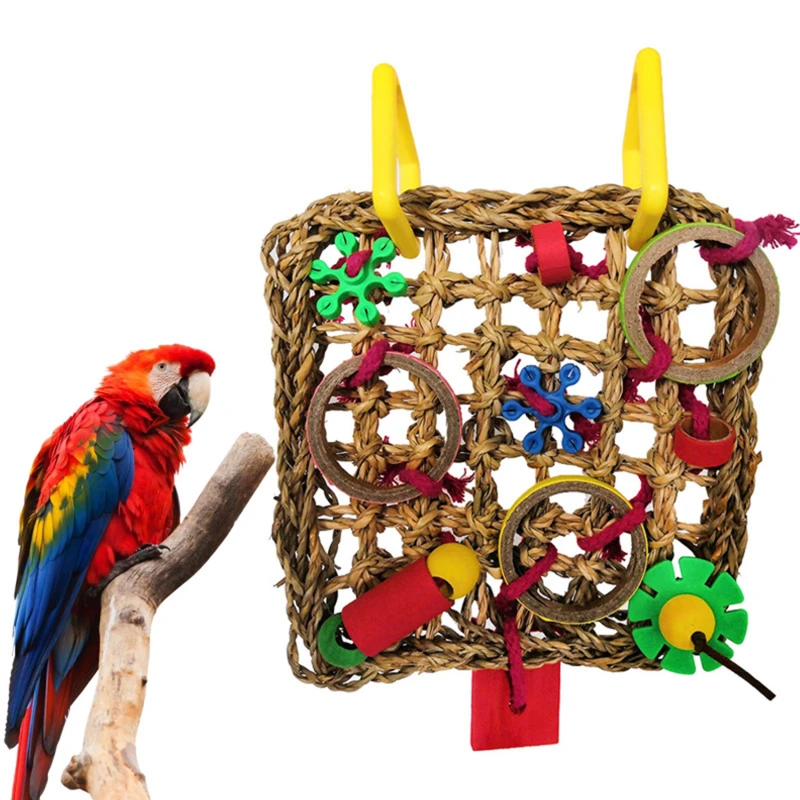 Title 1, Bird Climbing Net Parrot Toys Woven Seagrass Bi...