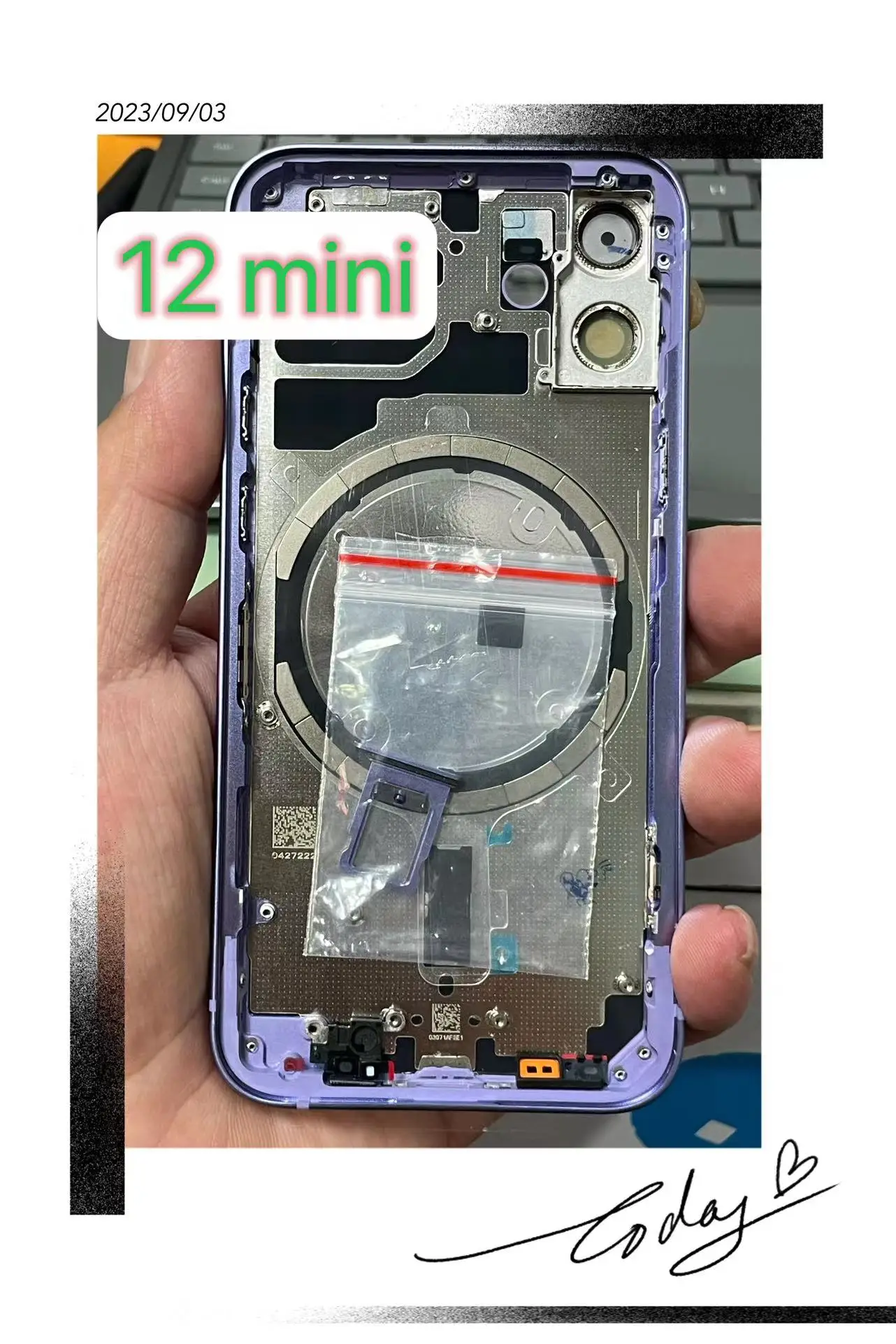 

12mini Housing with Button and Sim Tray,with Back Cover Glass