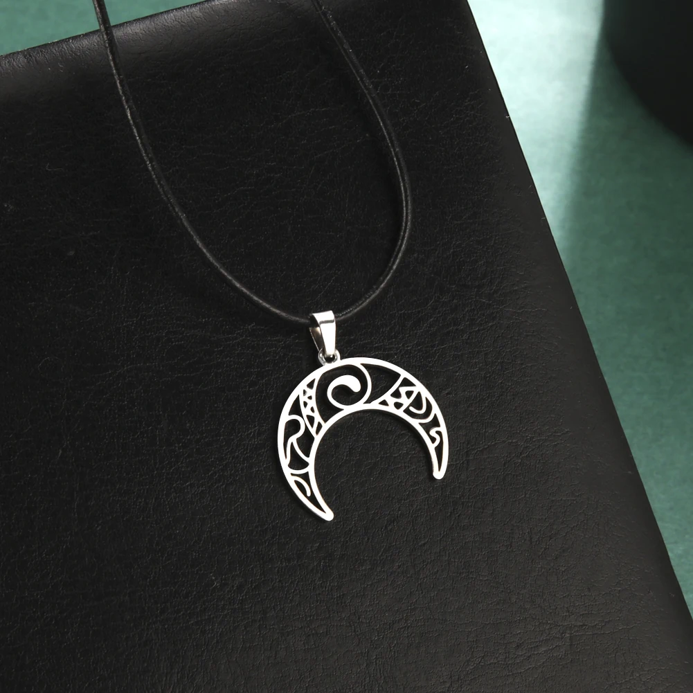 Dawapara Spirale Göttin der Fruchtbarkeit und Dreifachmond Wicca Edelstahl Halskette Vintage Pentagramm Halbmond Amulett Geschenk – Detail 8