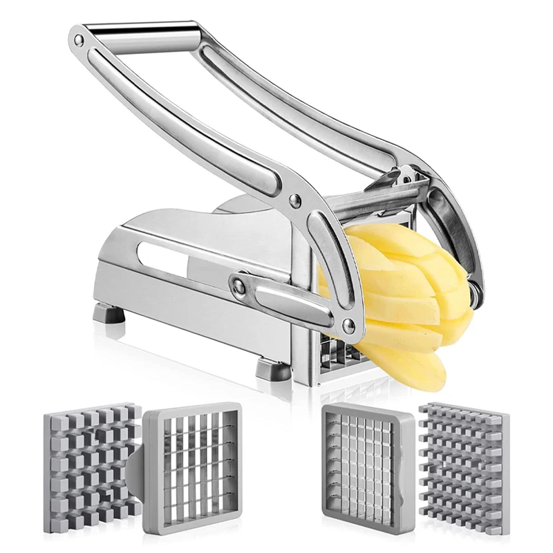 Manual Potato Cutter Stainless Steel French Fries Slicer french fry cutter vegetable slicer Potato Chips Maker Meat Chopper Dicer Cutting Machine Tools for Kitchen