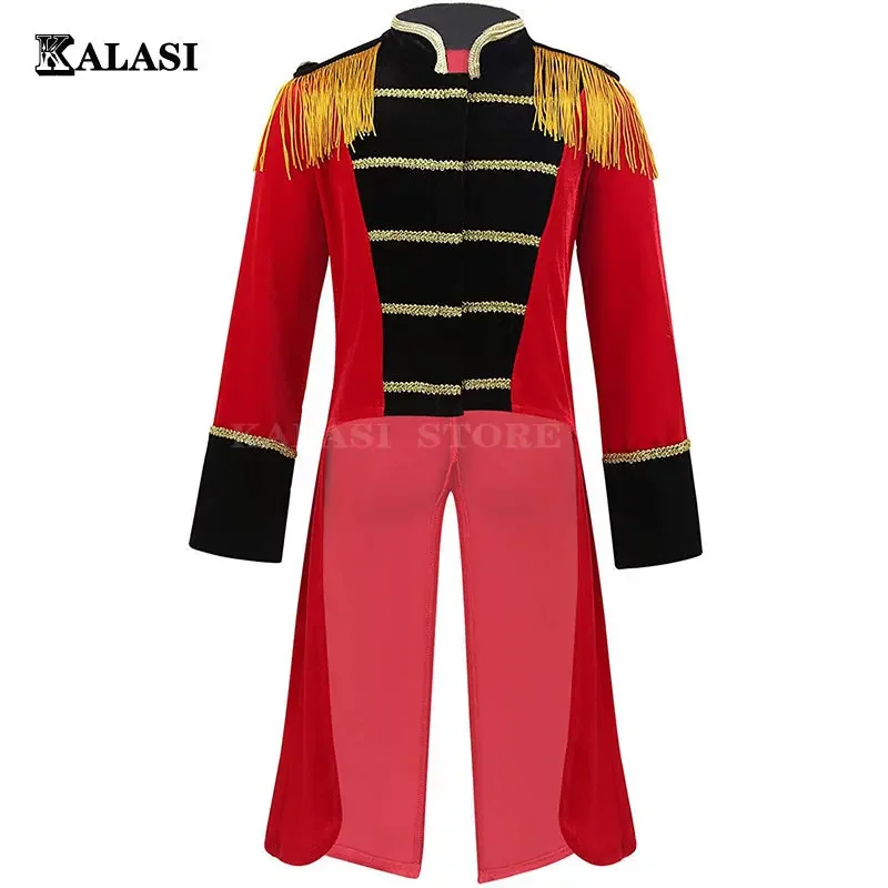 

Adult Men Medieval Costume Jacket Stage Performance Uniform Coat Halloween Victorian Cosplay Showman Ringmaster Circus Dancewear