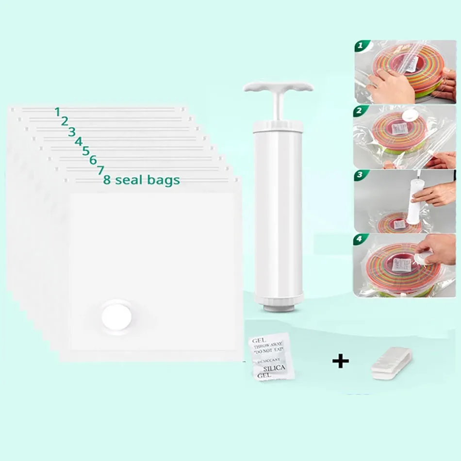 SUNLU 3D 필라멘트 보관 키트, 진공 보관 가방 보관, 건조 보관 가방, 수동 공기 추출 펌프, 건조 클립, 크기 32x34cm