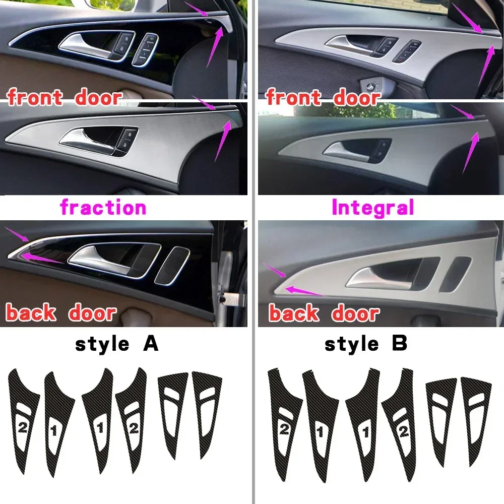자동차 스타일링 블랙 카본 데칼 자동차 도어 판자 패널 커버 트림 스티커 4 개/대 Audi A6 C7 2012-2018