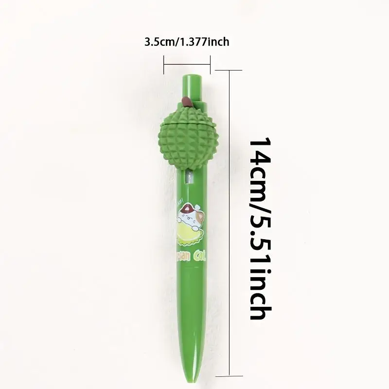 귀여운 0.5mm 검정 잉크 서명펜 카와이 두리안 누르면 고양이가 나오는 젤 펜 문구 선물 필기 용품