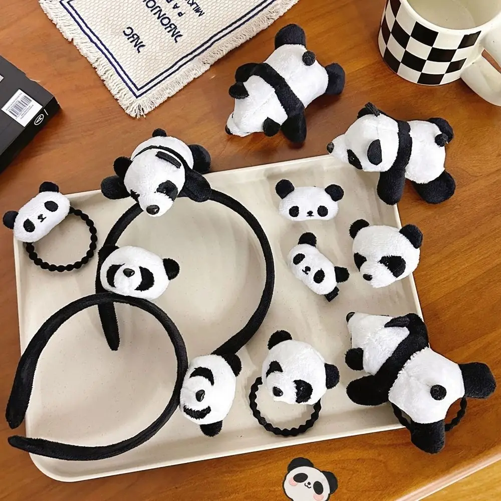 

Wash Face Plush Animal Doll Elastic Ponytail Holder Women Hair Accessories Panda Headband Chinese Style Headwear Brooch