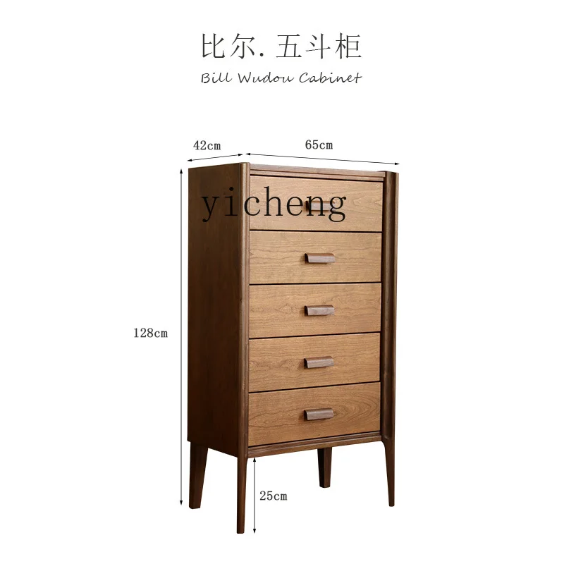 

Zc South Flower Open Solid Wood Chest of Drawers Contrast Color Retro Style High Leg Cabinet