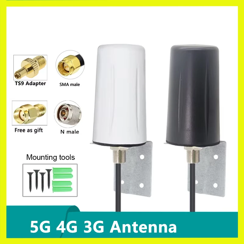 5G 4G 3G GSM TS9 커넥터 안테나 IP67 방수 실외/실내 LTE WiFi 옴니 15dbi 신호 증폭기 (3m 케이블 포함)