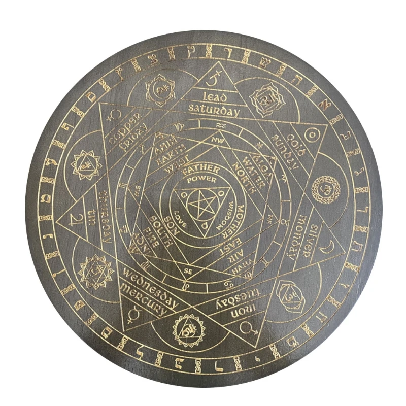 

Маятниковая доска для гадания ведьмы, кристалл семи чакр, энергетический диск, дуб, резная астролябия, алтарь, маятник, Прямая