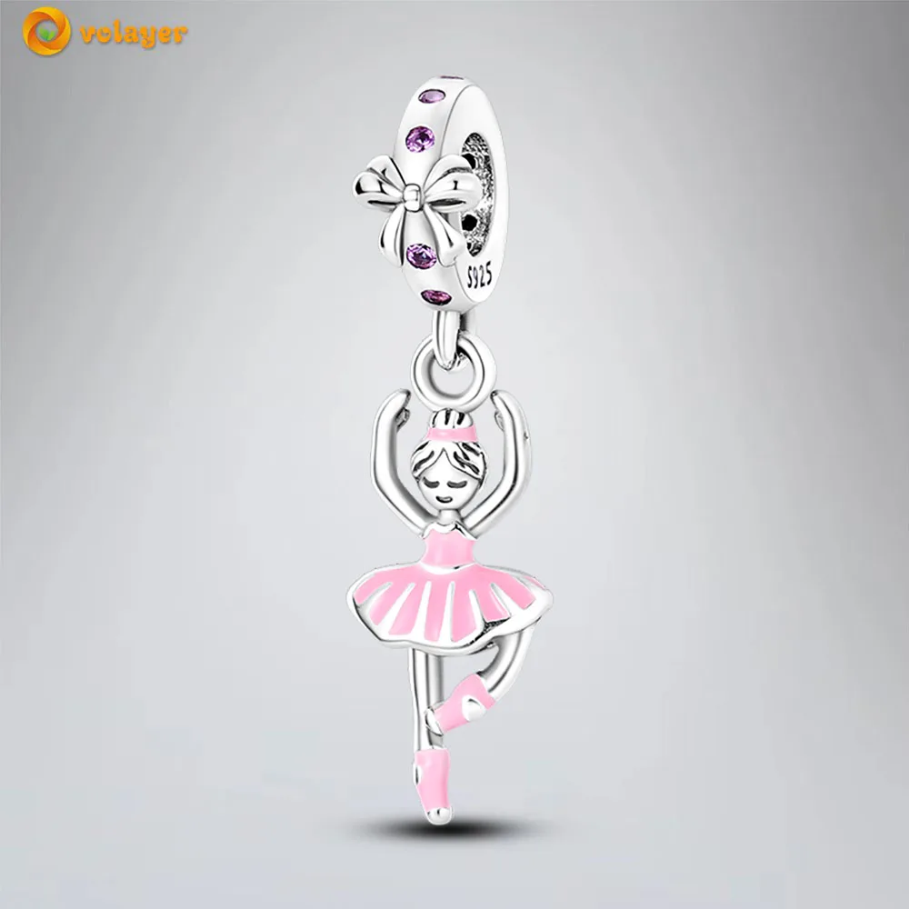 

Volayer 925 Sterling Silver Beads Ballet Girl Dangle Charm fit Original Pandora Bracelets for Women DIY Jewelry Making