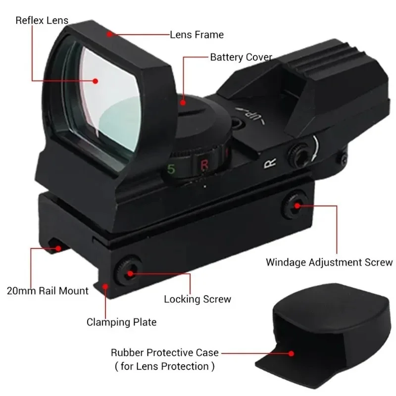 Compact HD101 Red Dot Reflex Sight portable outdoor hunting optical rifle scopes adjustable brightness Glock gun airsoft sight