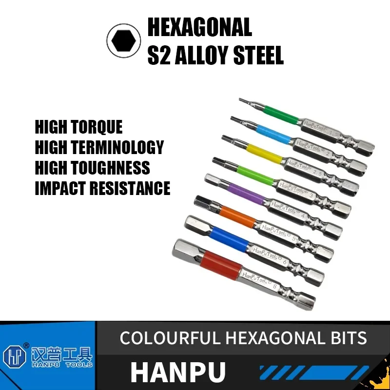 HANPU 다채로운 육각 비트 세트, 자동차 수리 가구 설치, 드라이버 드릴용