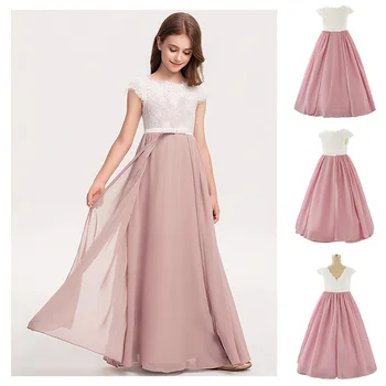 Girl Elegant Dress Piano Performance Gown For Teenage Children Flower Girl Splicing Color Lace Wedding Clothes Party Dress 1