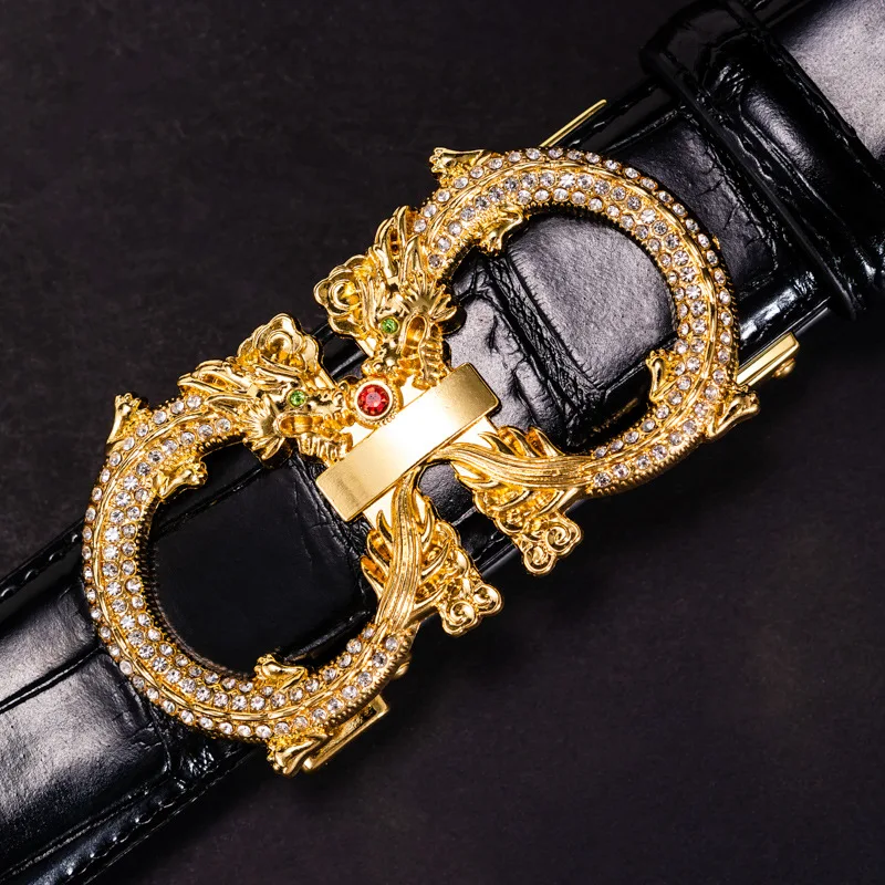 2022 new high grade men\'s leather embossing automatic checkout full grain leather business waistband belt belt Luxury Designer