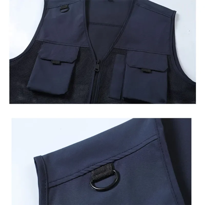 V 넥 멀티 포켓 통기성 빠른 건조 작업 조끼 남자 야외 하이킹 낚시 사냥 사진 메쉬 양복 조끼 chaqueta