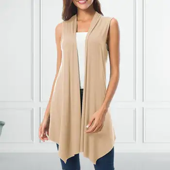 Open Front Cardigan Tank Top Women Sleeveless Cardigan Vest Stylish Women's Sleeveless Cardigan Vest Chic Mid-length for A 1