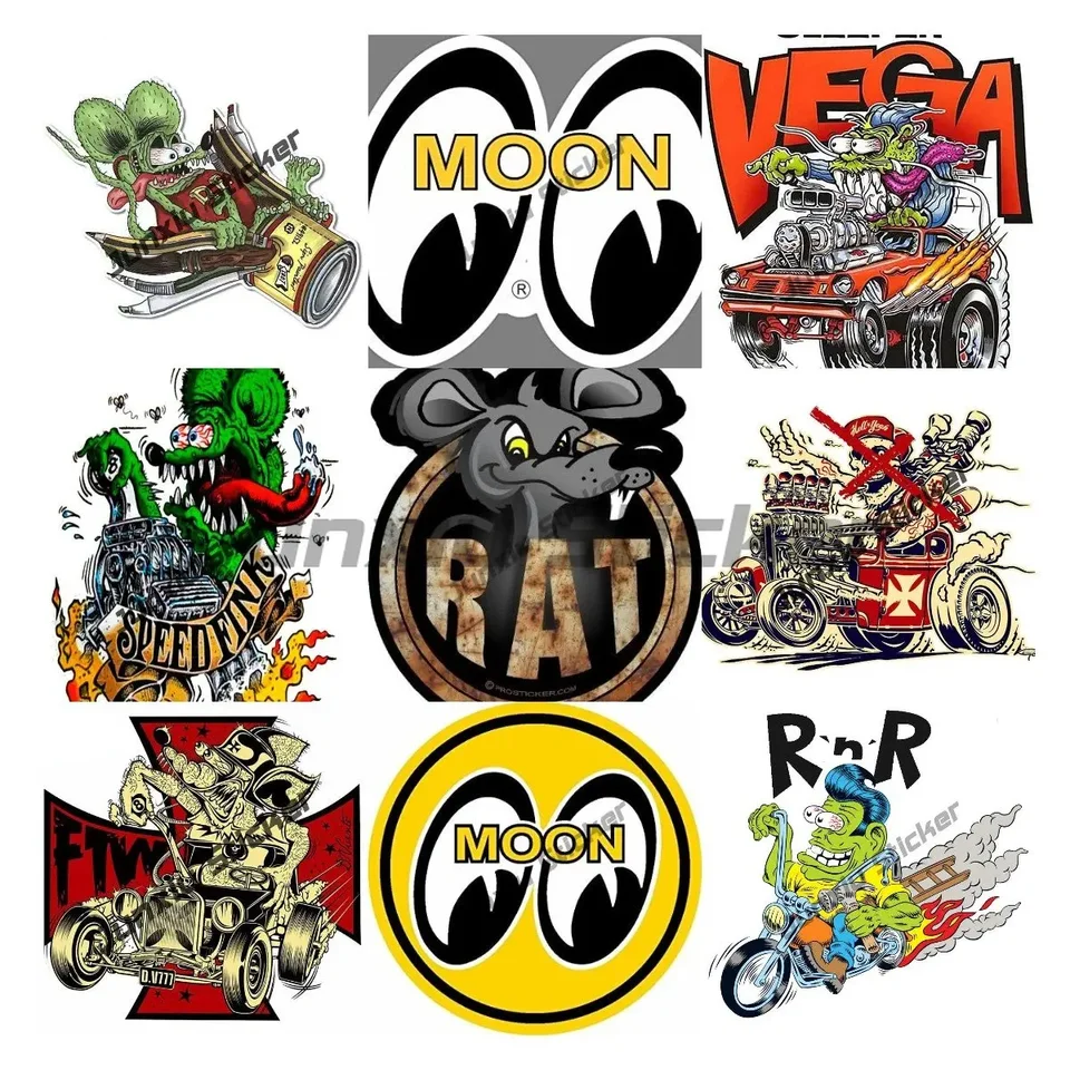 2- PACK PEGATINA RAT ROD HOT ROD CHOPPER MOTOCICLETA RAT FINK