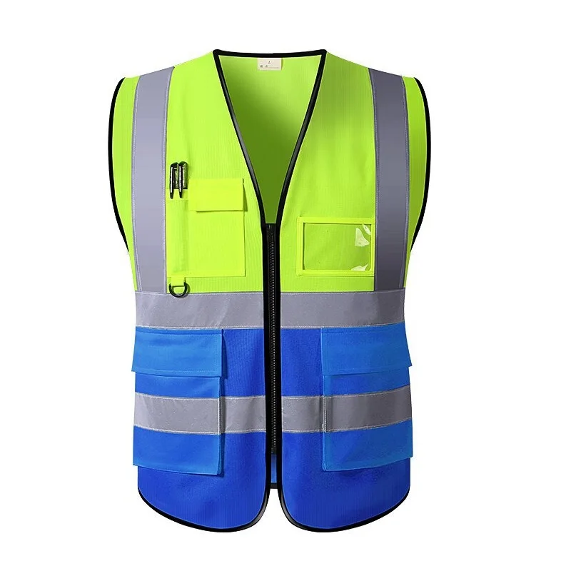 Reflective Safety Vest Grid Type Multi-pocket Traffic Vest Breathable Railway Coal Miners Builders Uniform Racing Running Sports