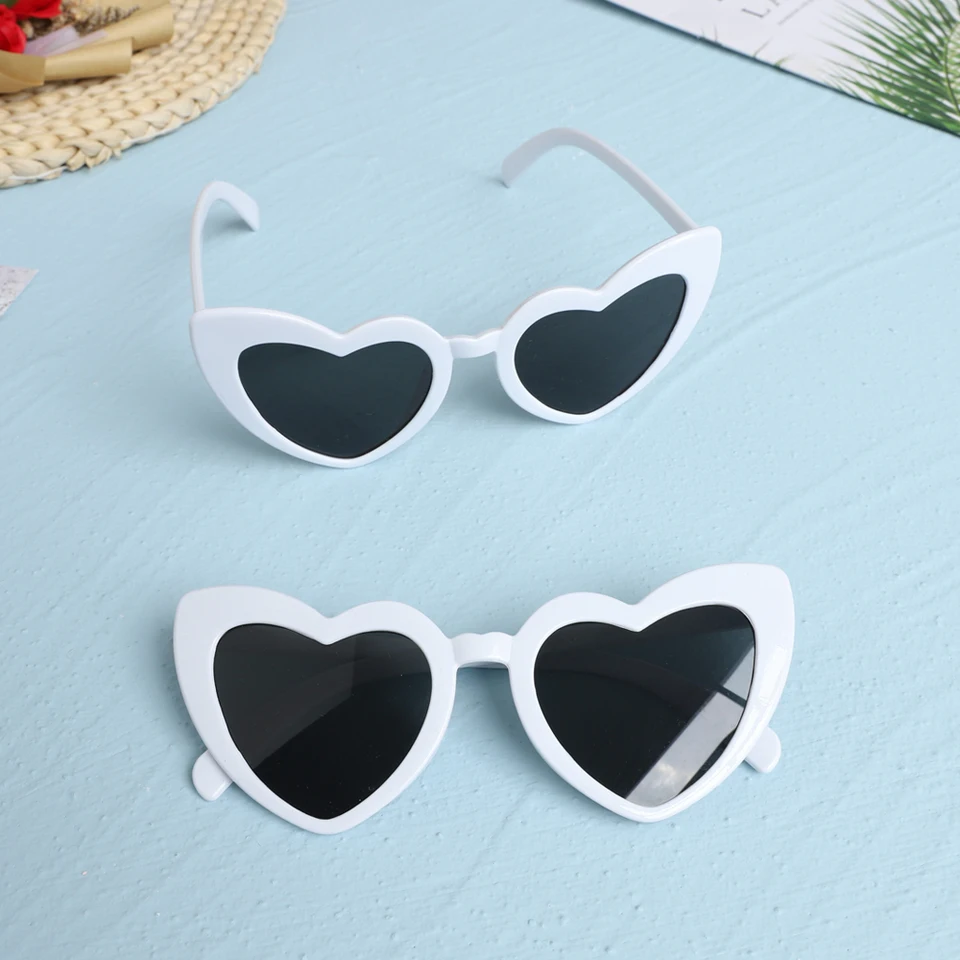 6 Occhiali Da Sole A Forma Di Cuore Hippie - Metallo, Lenti Colorate UV400, Per Feste, Carnevale, Anni '70