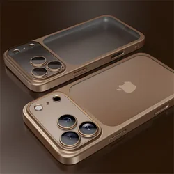 Luxurious Matte Transparent Phone Case with Lens Protection and Hard BackPlate - iPhone 17 (Desert Gold)