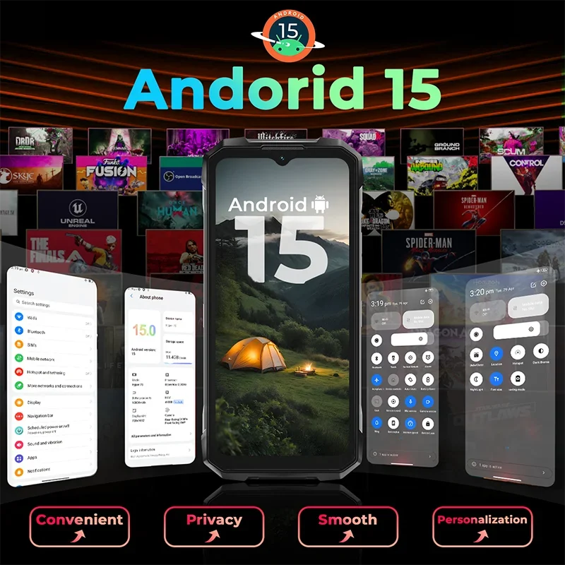 HOTWAV Hyper 7S 5G Rugged Phone 6.6“ HD+ 120Hz 4GB RAM+256GB ROM Mobile Phone IP68/IP69K 10800mAh 20W Smartphone Android 15 NFC