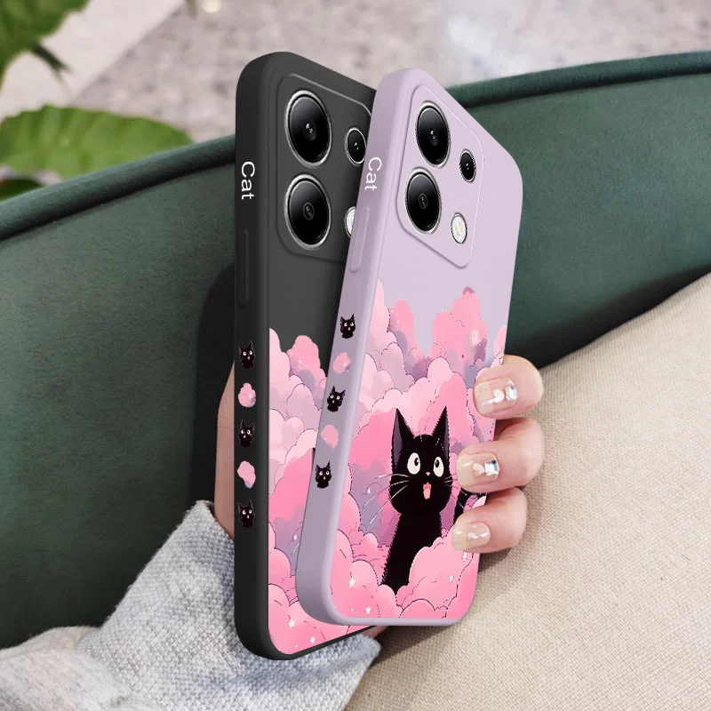 Cloud Cat Liquid Silicone Phone Case – Soft, Durable Cover with Adorable Design